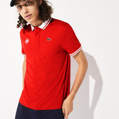 Mens   SPORT Roland Garros Breathable Piqué Polo Shirt | Lacoste Red / White / Green • Ymf