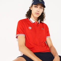 Mens   SPORT Roland Garros Breathable Piqué Polo Shirt | Lacoste Red / White / Green • Ymf