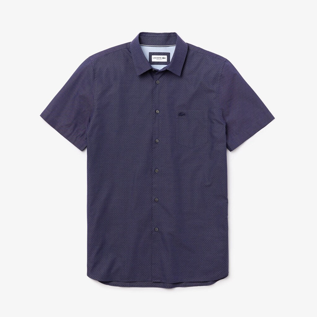 Mens   Regular Fit Texturized Cotton Shirt | Lacoste Navy Blue / White • 525