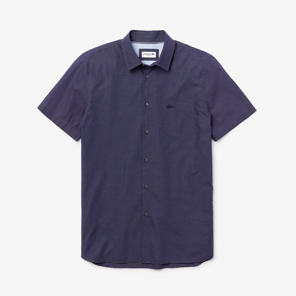 Mens   Regular Fit Texturized Cotton Shirt | Lacoste Navy Blue / White • 525