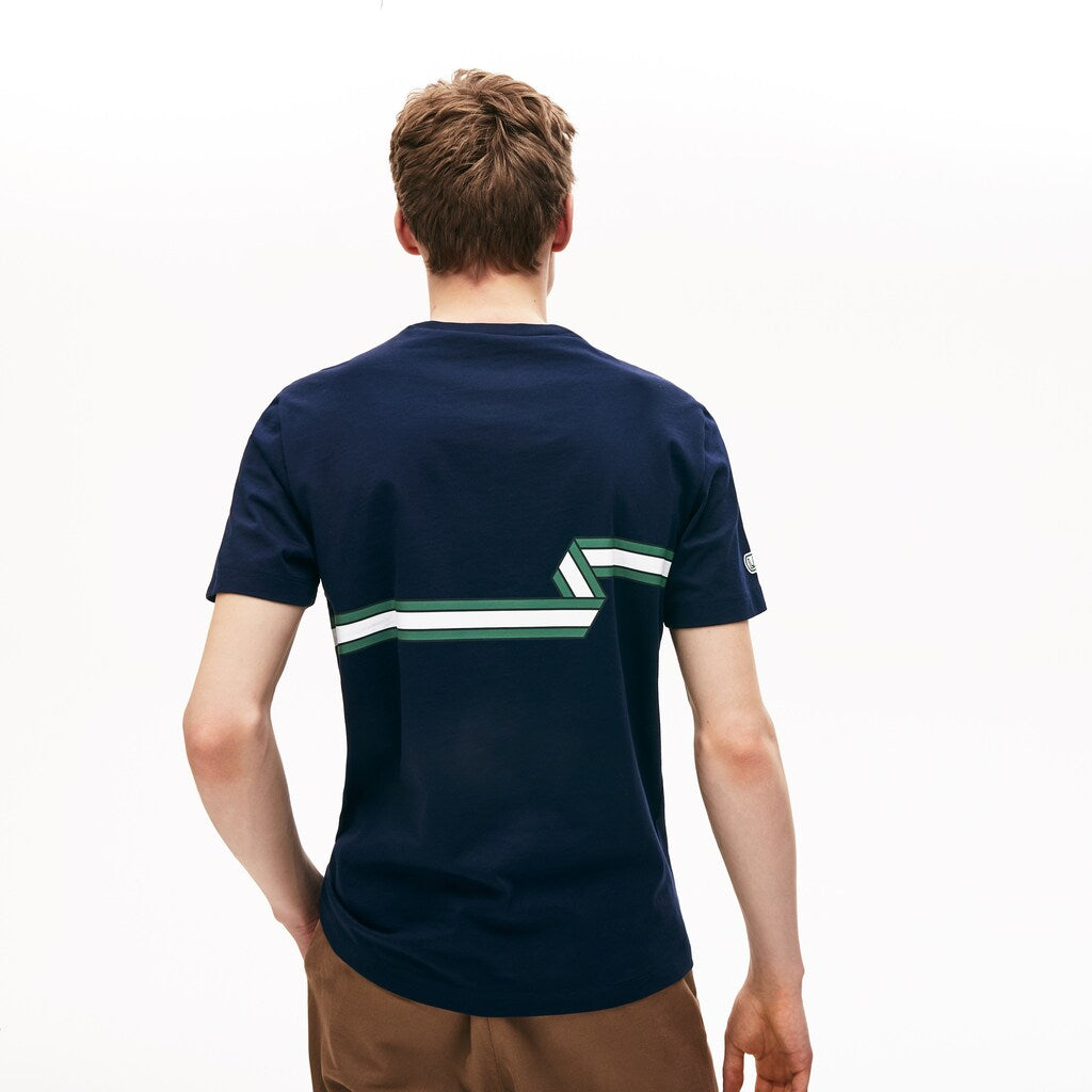 Mens   Heritage Ribbon Regular Fit Cotton T-shirt | Lacoste Navy Blue • 166