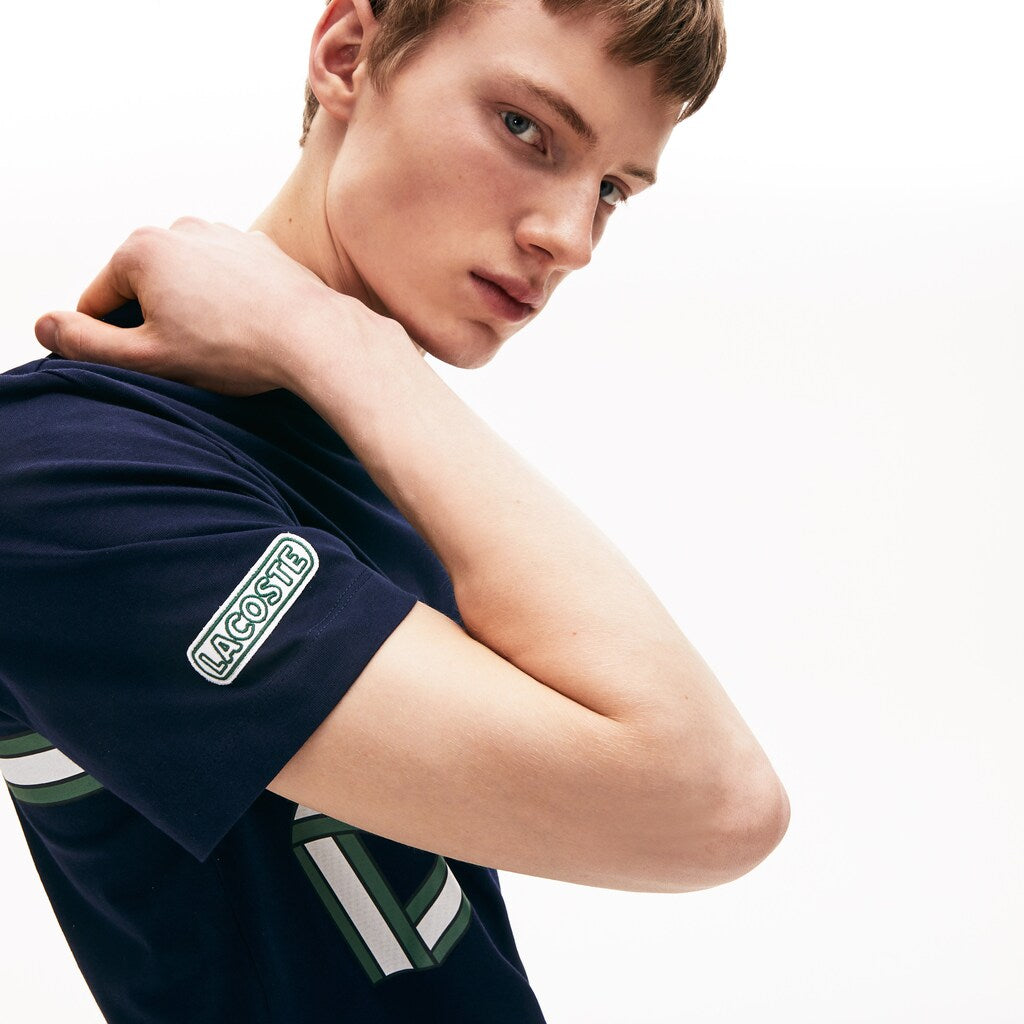 Mens   Heritage Ribbon Regular Fit Cotton T-shirt | Lacoste Navy Blue • 166