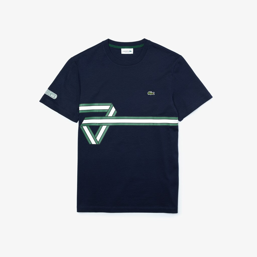 Mens   Heritage Ribbon Regular Fit Cotton T-shirt | Lacoste Navy Blue • 166