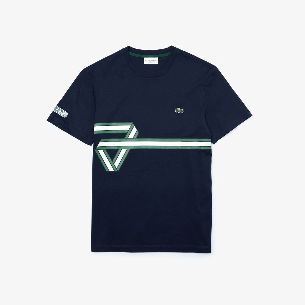 Mens   Heritage Ribbon Regular Fit Cotton T-shirt | Lacoste Navy Blue • 166
