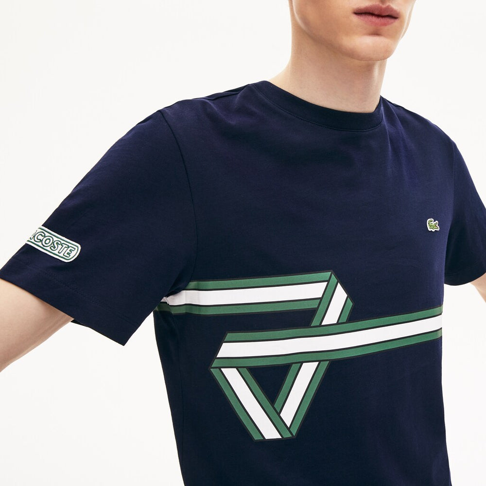 Mens   Heritage Ribbon Regular Fit Cotton T-shirt | Lacoste Navy Blue • 166