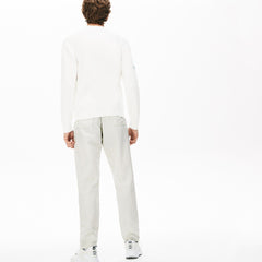 Mens   Fine Striped Cotton- Linen Chinos | Lacoste White / Dark Grey • Ult