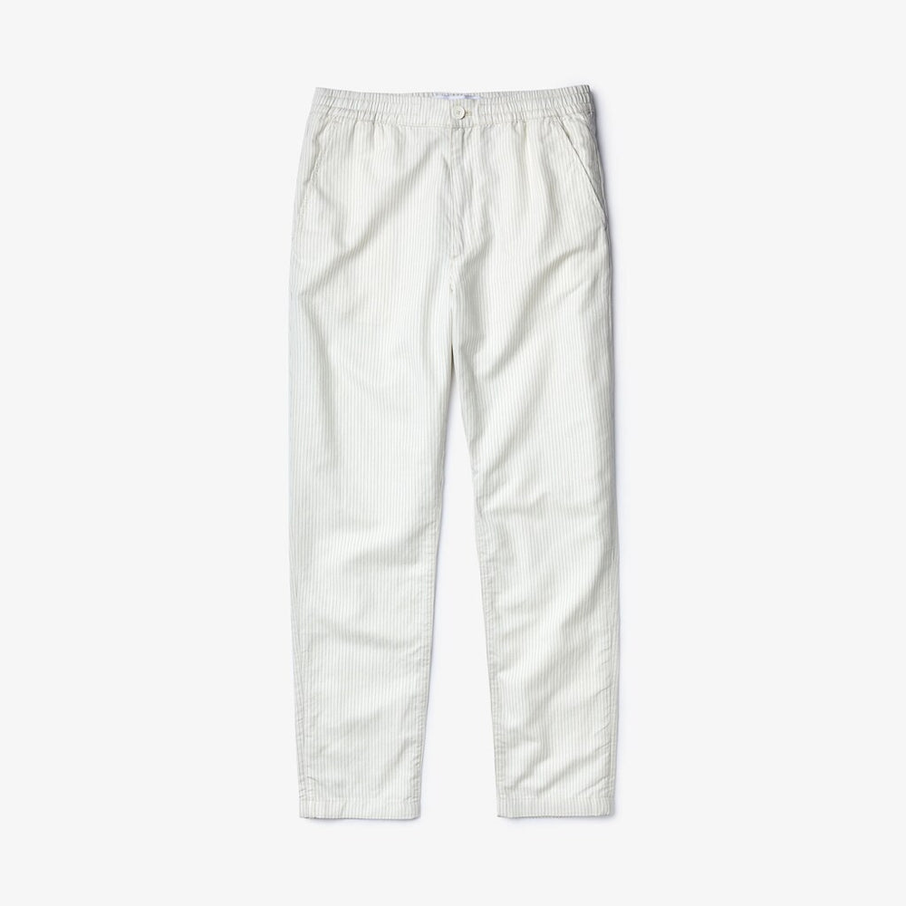 Mens   Fine Striped Cotton- Linen Chinos | Lacoste White / Dark Grey • Ult