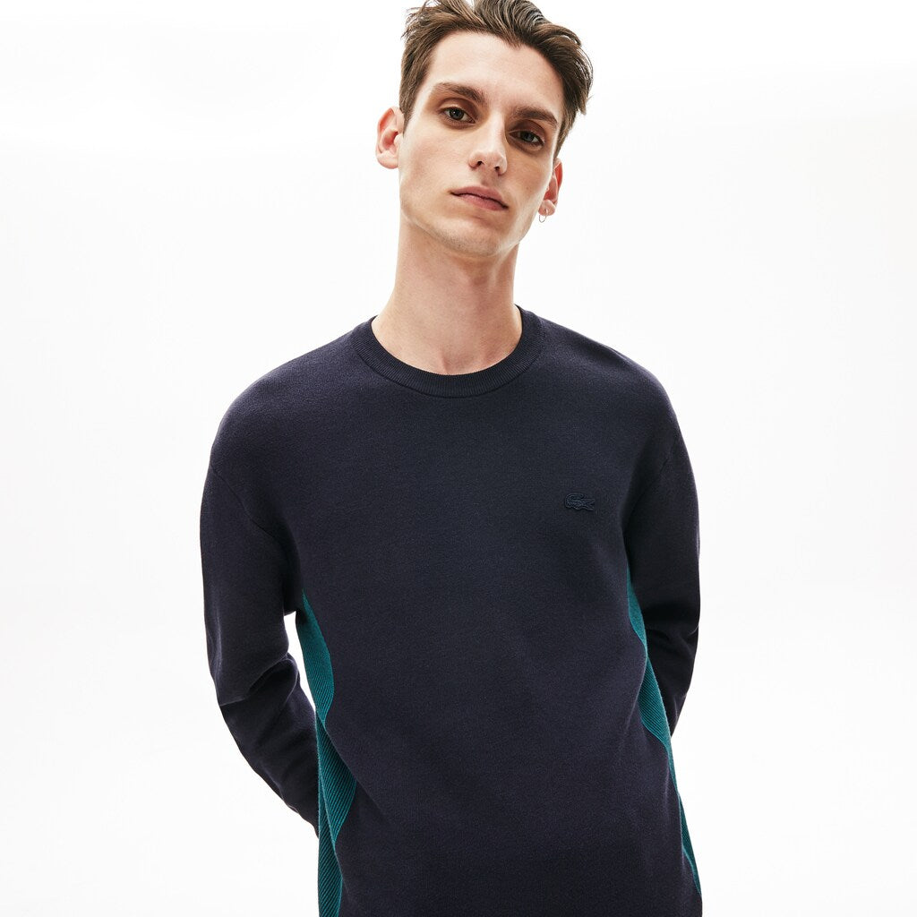Mens   Contrast Effects Knit Sweater | Lacoste Navy Blue • Une