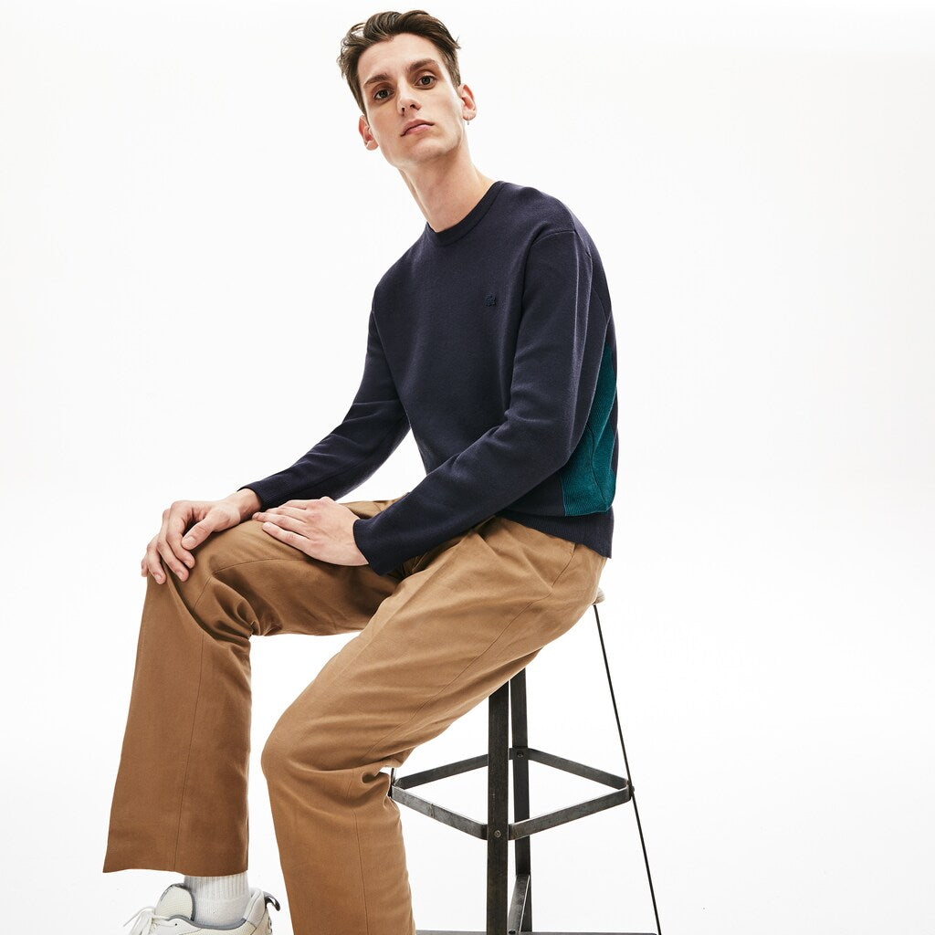 Mens   Contrast Effects Knit Sweater | Lacoste Navy Blue • Une