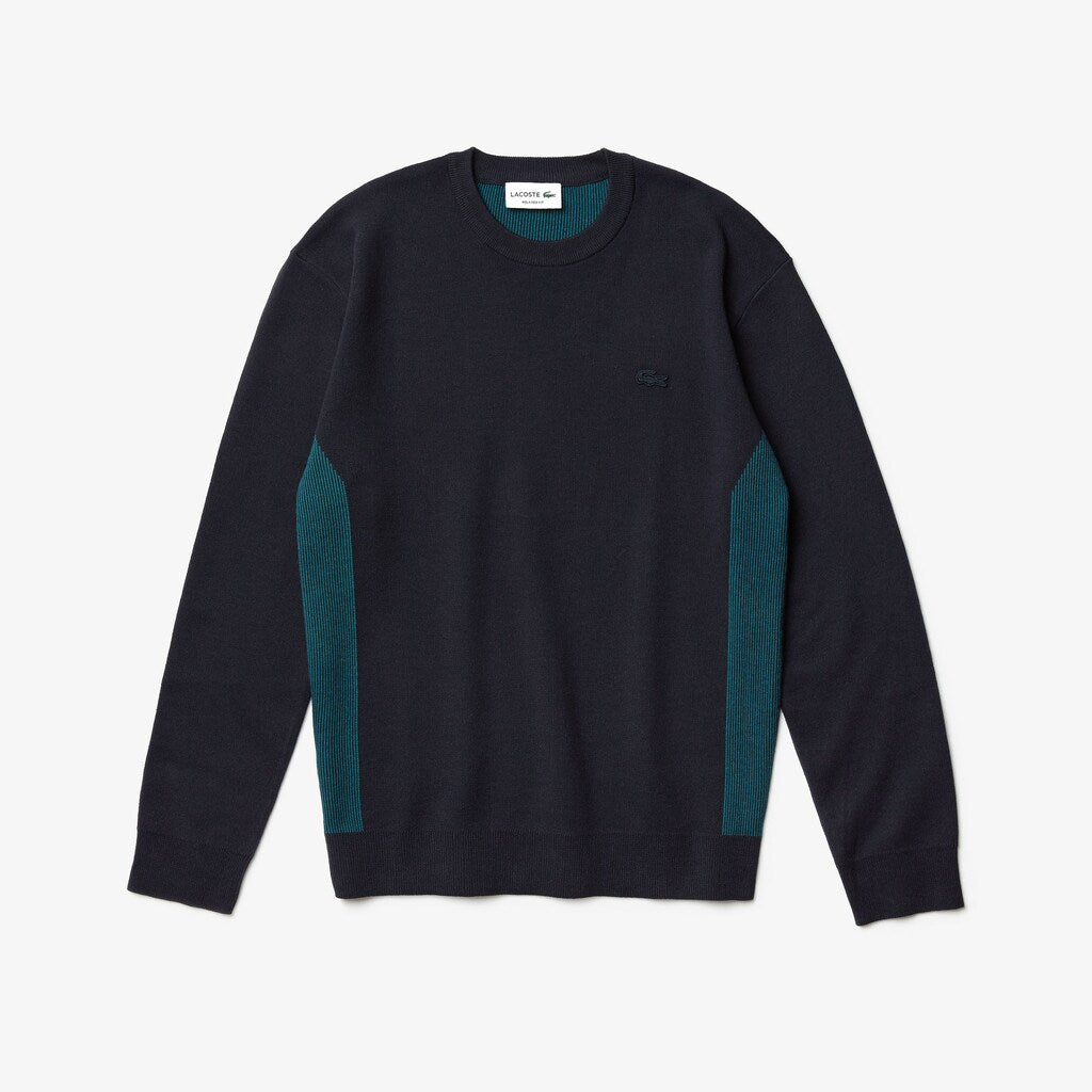 Mens   Contrast Effects Knit Sweater | Lacoste Navy Blue • Une