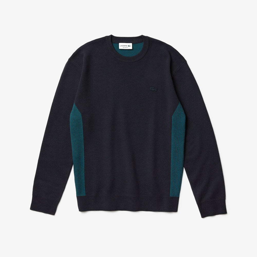 Mens   Contrast Effects Knit Sweater | Lacoste Navy Blue • Une