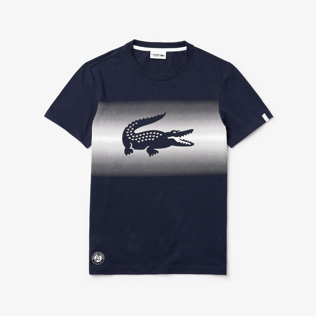 Mens   SPORT Roland Garros Croc-Print T-Shirt | Lacoste Navy Blue / White • 2Hc