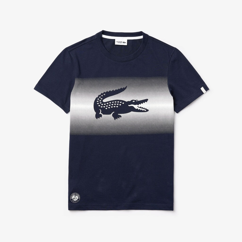 Mens   SPORT Roland Garros Croc-Print T-Shirt | Lacoste Navy Blue / White • 2Hc