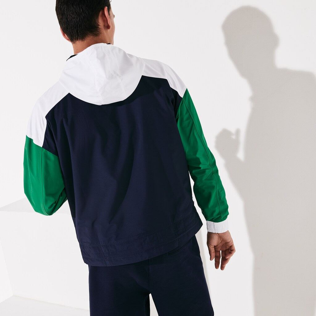 Mens   SPORT Roland Garros Zip-Up Windbreaker | Lacoste Navy Blue / Green / White • Dg8