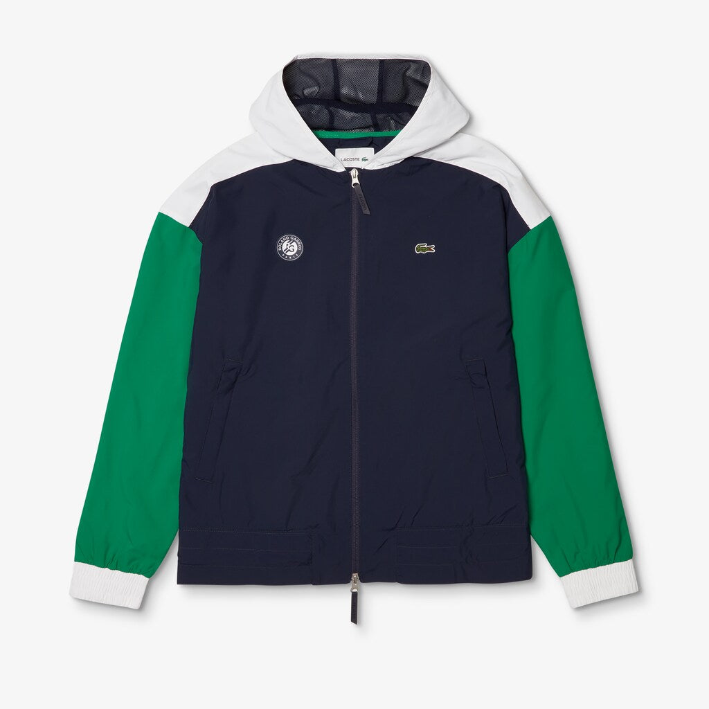 Mens   SPORT Roland Garros Zip-Up Windbreaker | Lacoste Navy Blue / Green / White • Dg8