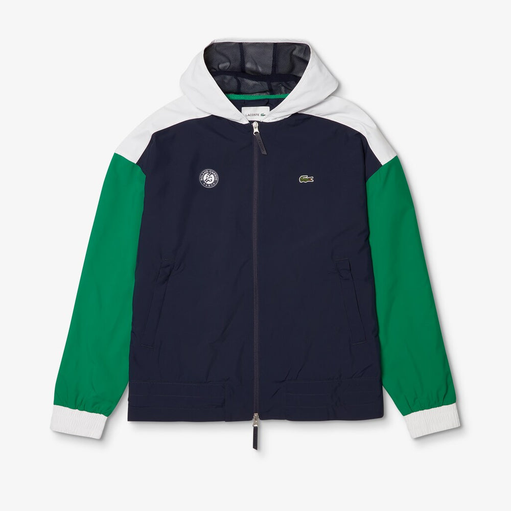 Mens   SPORT Roland Garros Zip-Up Windbreaker | Lacoste Navy Blue / Green / White • Dg8