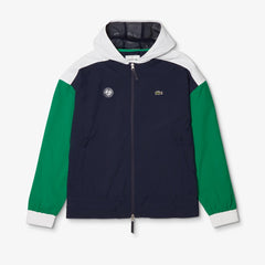 Mens   SPORT Roland Garros Zip-Up Windbreaker | Lacoste Navy Blue / Green / White • Dg8
