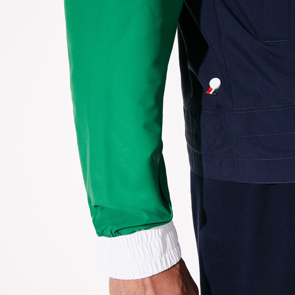 Mens   SPORT Roland Garros Zip-Up Windbreaker | Lacoste Navy Blue / Green / White • Dg8