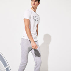 Mens   SPORT Novak Djokovic Ultra Dry Graphic Tee | Lacoste White / Navy Blue • 522