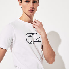 Mens   SPORT Novak Djokovic Ultra Dry Graphic Tee | Lacoste White / Navy Blue • 522