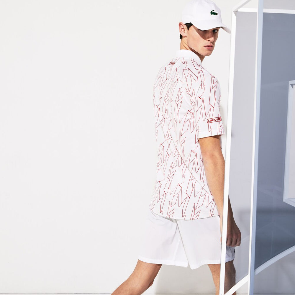 Mens   SPORT French Open Ultra Lightweight Stretch Polo Shirt | Lacoste White / Red • N7J