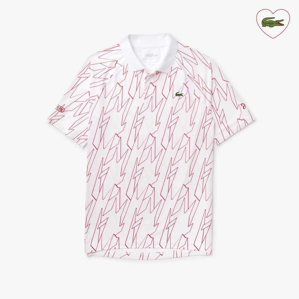 Mens   SPORT French Open Ultra Lightweight Stretch Polo Shirt | Lacoste White / Red • N7J