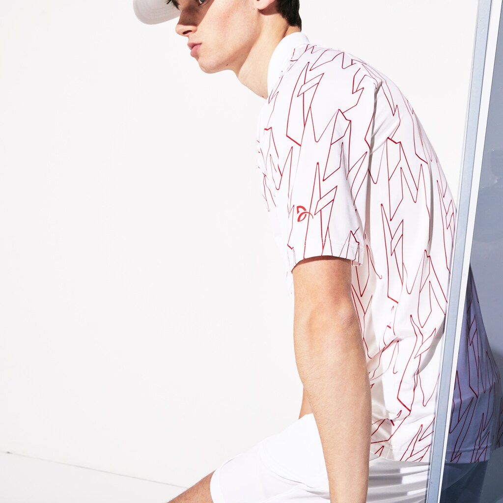Mens   SPORT French Open Ultra Lightweight Stretch Polo Shirt | Lacoste White / Red • N7J