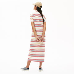 Womens Wo  Striped Cotton Buttoned Polo Dress | Lacoste White / Red / Yellow / Navy Blue / Light Pink • R4P