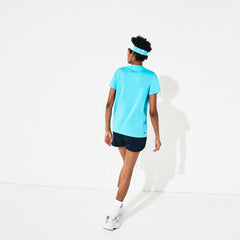 Womens Wo  SPORT Roland Garros Logo T-Shirt | Lacoste Turquoise / White / Green • Yp2