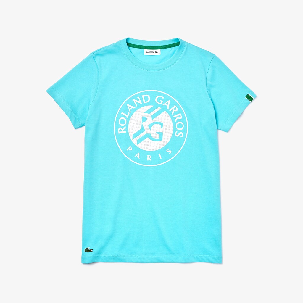 Womens Wo  SPORT Roland Garros Logo T-Shirt | Lacoste Turquoise / White / Green • Yp2