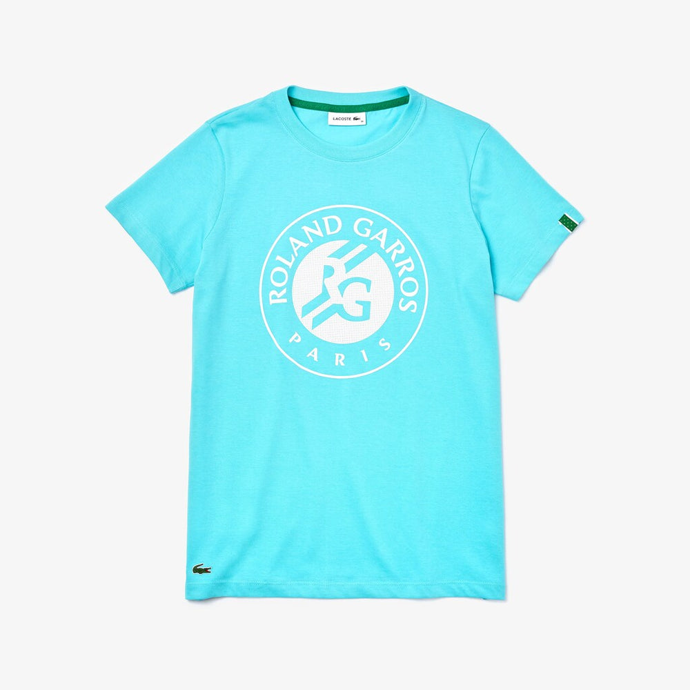 Womens Wo  SPORT Roland Garros Logo T-Shirt | Lacoste Turquoise / White / Green • Yp2