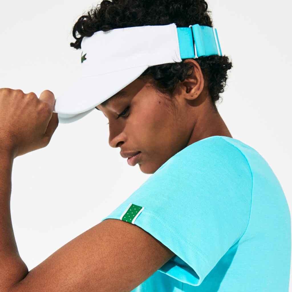 Womens Wo  SPORT Roland Garros Logo T-Shirt | Lacoste Turquoise / White / Green • Yp2