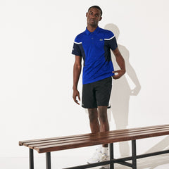 Mens   SPORT Mesh Panel Breathable Tennis Polo Shirt | Lacoste Blue / Black / White • Y59