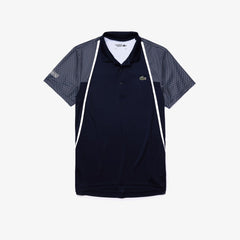 Mens   SPORT Mesh Sleeved Breathable Tennis Polo Shirt | Lacoste Navy Blue / White • R26