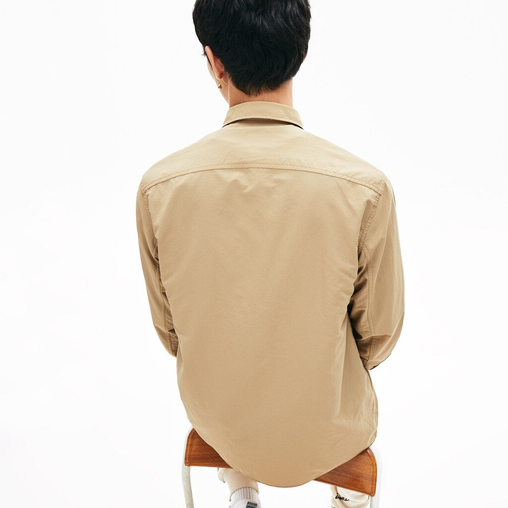 Mens   LIVE Lightweight Cargo Shirt | Lacoste Beige • 02S