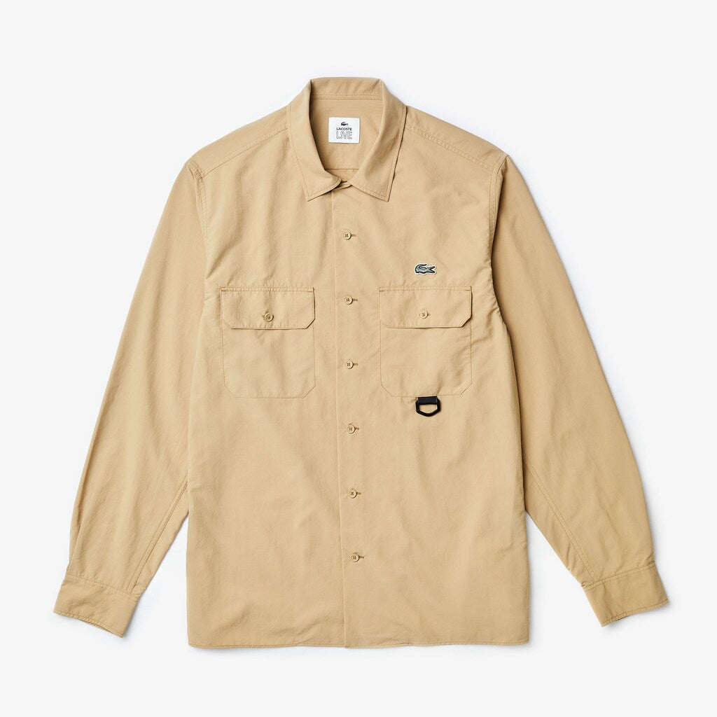 Mens   LIVE Lightweight Cargo Shirt | Lacoste Beige • 02S