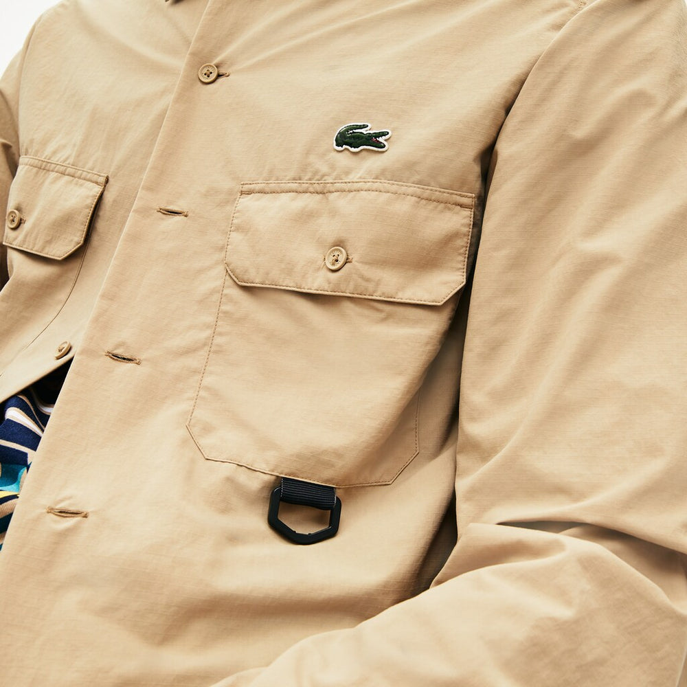 Mens   LIVE Lightweight Cargo Shirt | Lacoste Beige • 02S