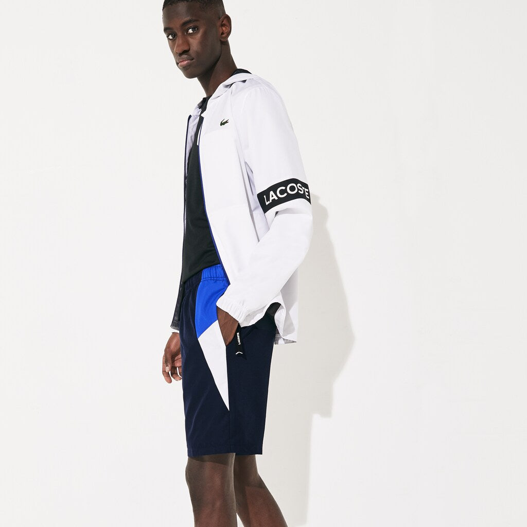 Mens   SPORT Lightweight Colorblock Tennis Shorts | Lacoste Navy Blue / Blue / White • Yav