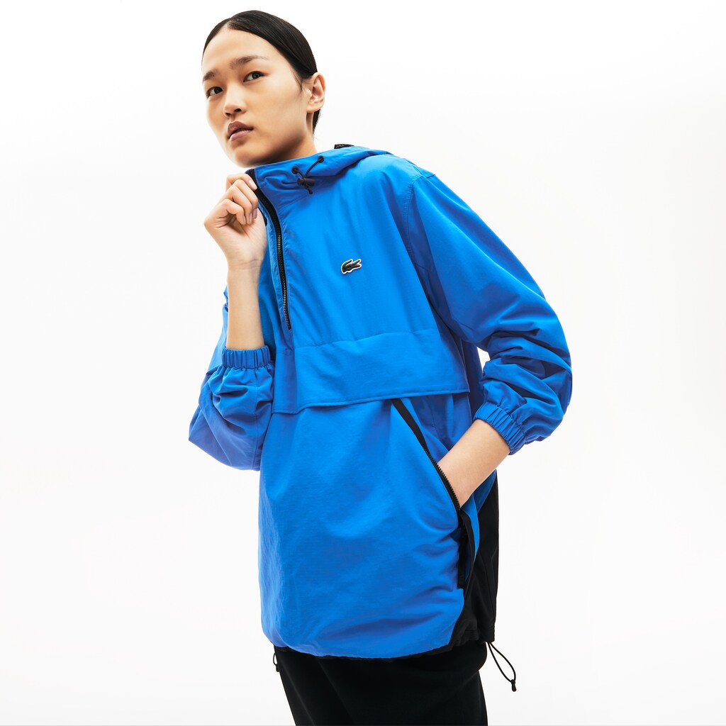 Mens/Womens Unisex LIVE Water- Resistant Pullover Windbreaker | Lacoste Blue / Black • Du5