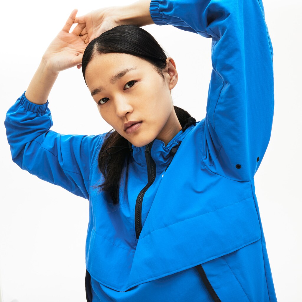 Mens/Womens Unisex LIVE Water- Resistant Pullover Windbreaker | Lacoste Blue / Black • Du5