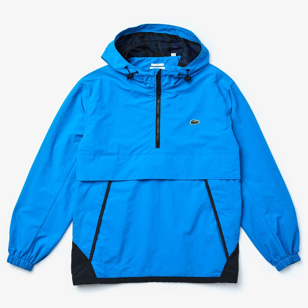 Mens/Womens Unisex LIVE Water- Resistant Pullover Windbreaker | Lacoste Blue / Black • Du5