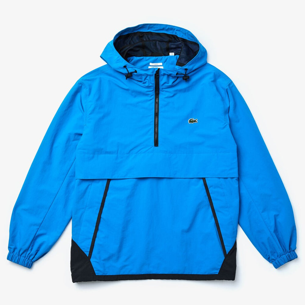 Mens/Womens Unisex LIVE Water- Resistant Pullover Windbreaker | Lacoste Blue / Black • Du5