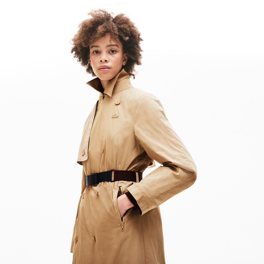 Womens Wo  Contrast Belt Trench Coat | Lacoste Beige • 02S