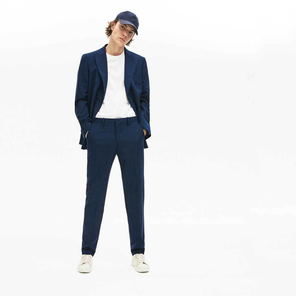 Mens   LIVE Fine Pinstriped Wool Suit Pants | Lacoste Blue / White • As3