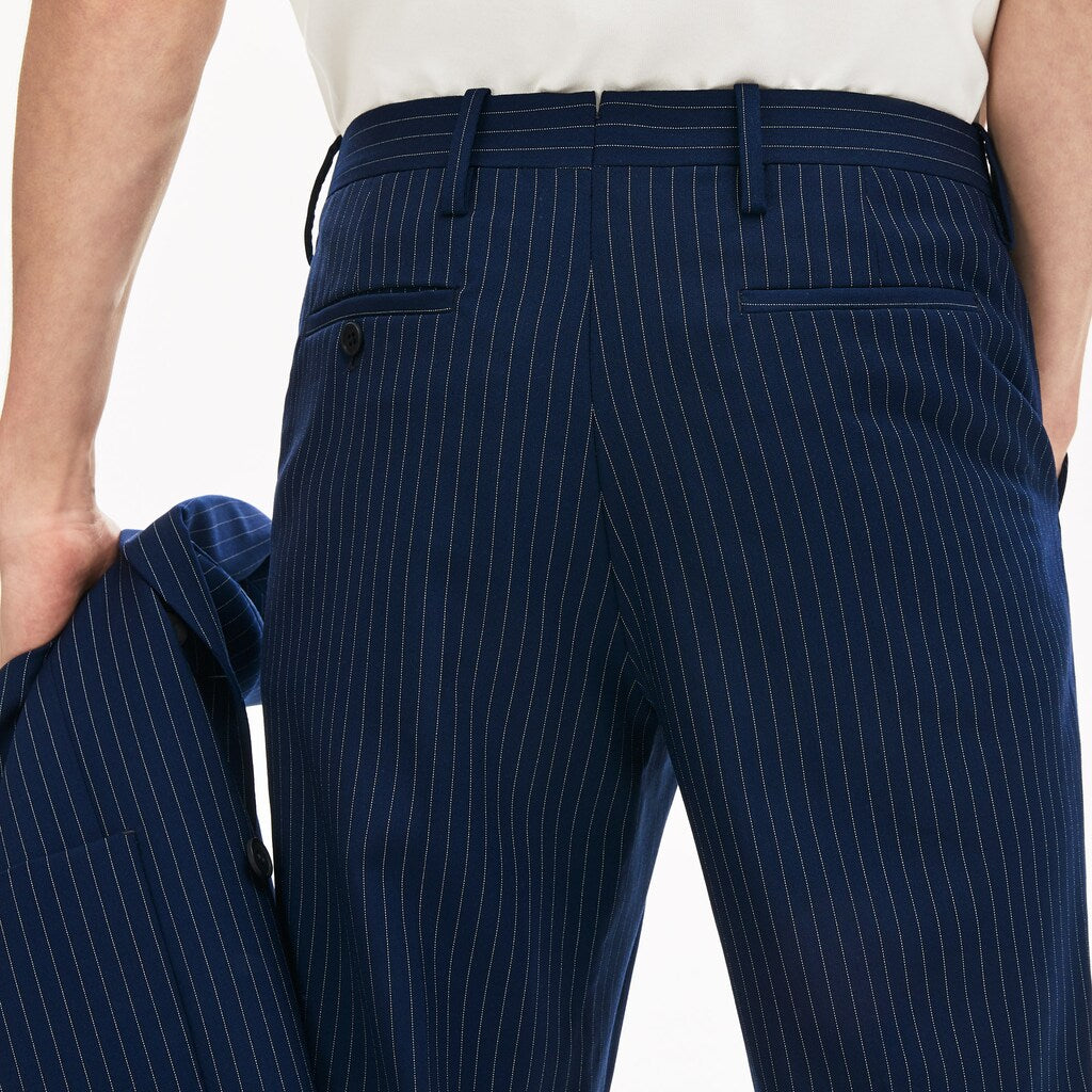 Mens   LIVE Fine Pinstriped Wool Suit Pants | Lacoste Blue / White • As3