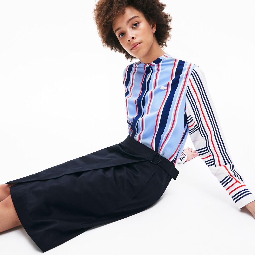 Womens Wo  Premium Cotton Canvas Wrapped Skirt | Lacoste Navy Blue • 166