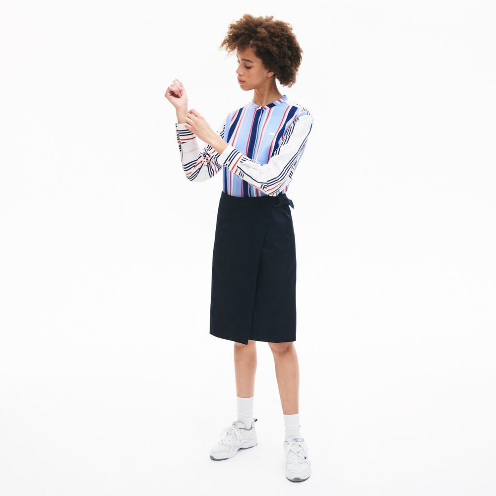 Womens Wo  Premium Cotton Canvas Wrapped Skirt | Lacoste Navy Blue • 166