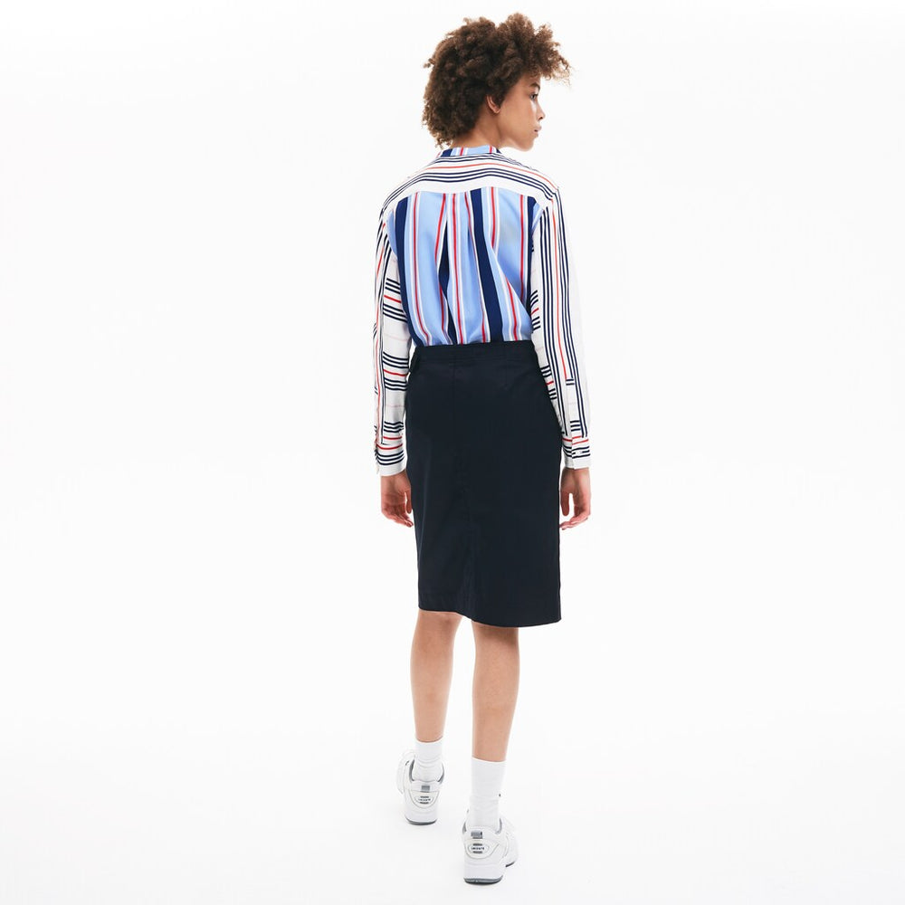 Womens Wo  Premium Cotton Canvas Wrapped Skirt | Lacoste Navy Blue • 166