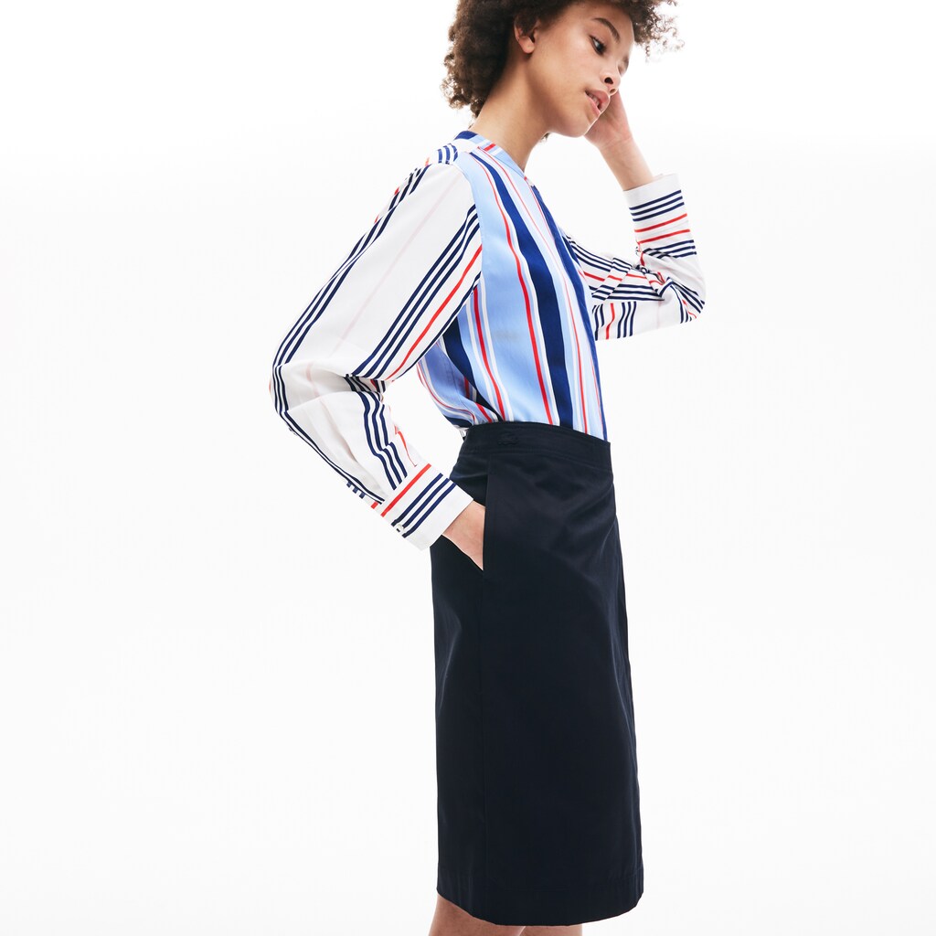 Womens Wo  Premium Cotton Canvas Wrapped Skirt | Lacoste Navy Blue • 166