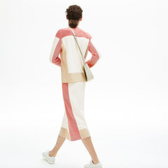 Womens Wo  Colorblock Pencil Skirt | Lacoste White / Light Brown / Red • R4L